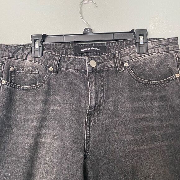Ashley Mason black frayed ankle relaxed fit jeans 31 - Picture 2 of 7